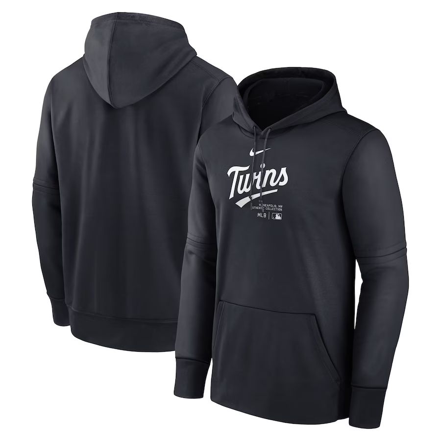 Men 2025 MLB Minnesota Twins Black Nike hoodie style 3